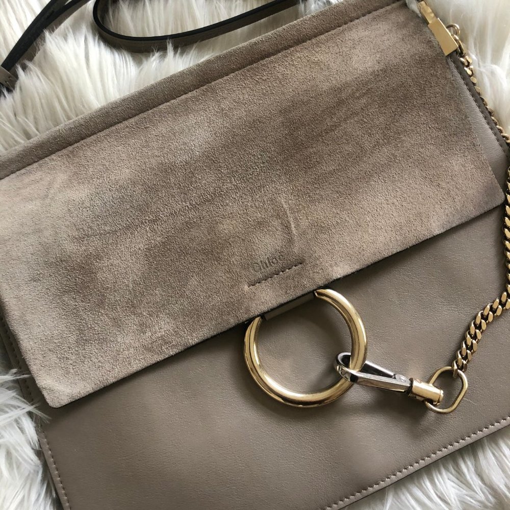 Chloé Calfskin Suede Medium Faye Shoulder Bag
